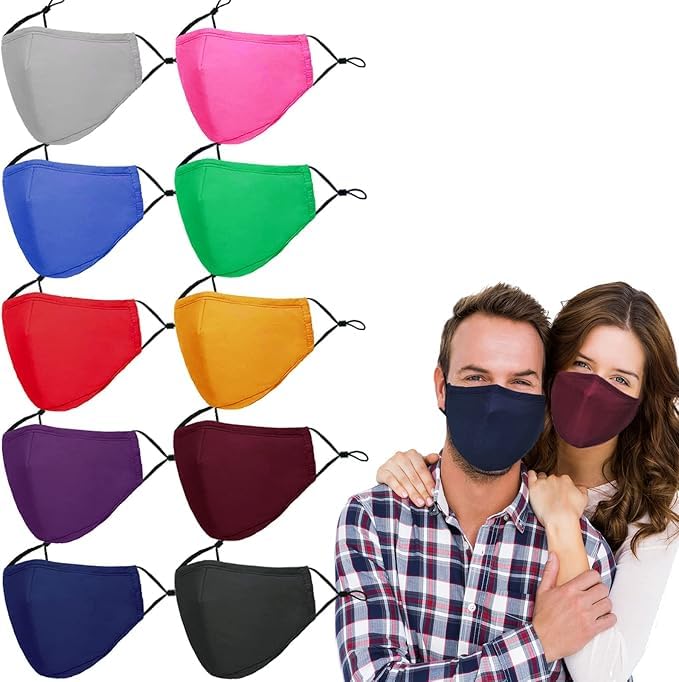 Washable Reusable Cloth Face Masks for Women Men 10 Pack - color: 10 Colors