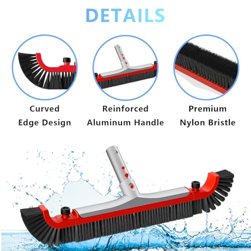 Pool Brush Head for Cleaning Walls,Heavy Duty Inground/Above Ground Aluminum Swimming Pool Scrub Brushes with Curved Ends - size: 22" Curved