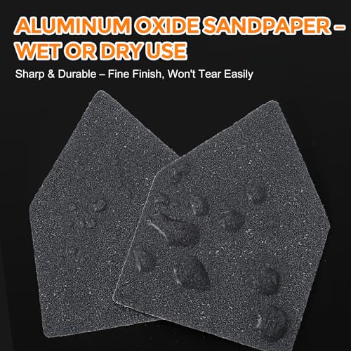 POLIWELL Silicon Carbide Sandpaper 50-Piece Pack 90mm x 65mm 180 Grit Triangle Sanding Sheets with Hook & Loop Fastening Replacement for Milwaukee M12 Orbital Detail Sander Accessories - size: 180 Grit