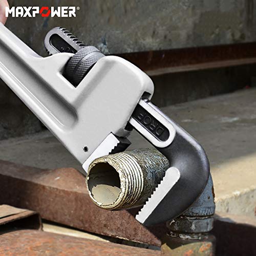 MAXPOWER 30-inch Pipe Wrench, 4.2" Jaw Opening, Aluminum Plumbing Wrench - size: 30-inch, style: Straight Pipe Wrench