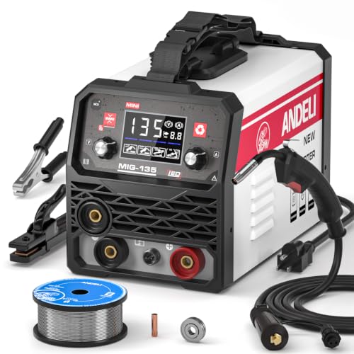 ANDELI 135A Flux Core MIG Welder, 110V Gasless MIG/Lift TIG/Stick 3-in-1 - color: Red2