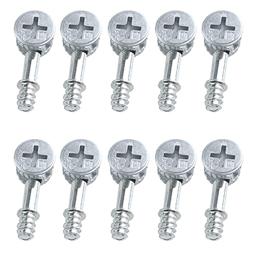 Antrader 10-Pack Furniture Side Knock Down Furniture Cam Lock Connecting Fitting Pre-Inserted Nut Dowels Connector Assembly (812 Fitting+28mm Screw) - size: 28mm