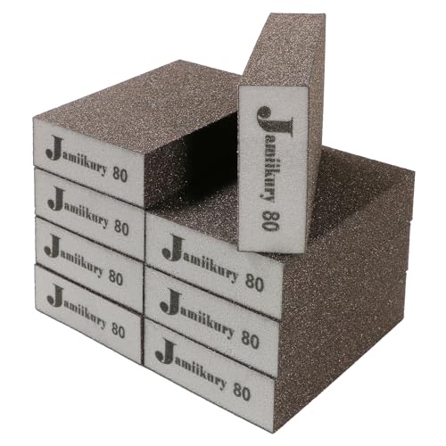 8Pcs 80 Grit Sanding Blocks, Jamiikury Coarse Sanding Sponge Washable and Reusable, Wet Dry Sandpaper Sponge for Wood Metal FurniturePaint and Drywall - size: 80 Grits