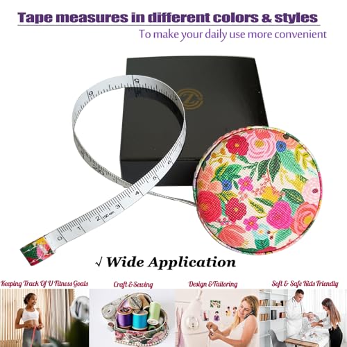 Tape Measure for Body Measuring Fabric Sewing Tailor Ruler Flexible Soft Pocket Small Mini Body Measurement Cloth Measuring Tape 60 Inch Premium Leather Retractable Tape Measure - color: Flower 1 pack
