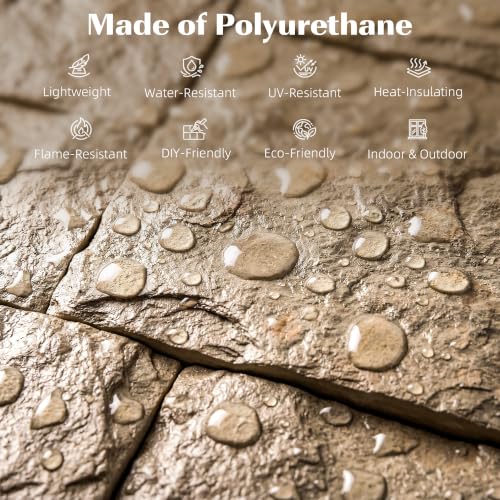 HOMCOM 3D Faux Stone Wall Panels Water-Resistant 4' x 2' Beige - color: Beige