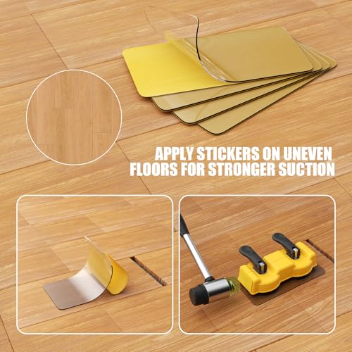 2-PCS Floor Gap Fixer Tool Kit, Dual Head Double Suction Cups with Mallet & 4 Pads for Laminate Vinyl Hardwood Floor Installation Repair Tile, 2 Way Striking Design for Tight Spaces
