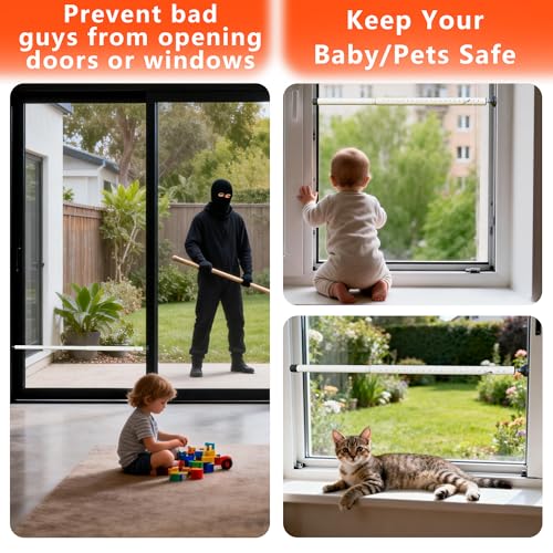 Sliding Door Lock Rods, 4-Pack Set 17-50 Inch Adjustable Door & Window Safety Rods Sliding Door Security Bar Locks with Rubber Tips, Window Lock Bars for Home, Apartment, Travel & Patio （White） - color: 4 Pack