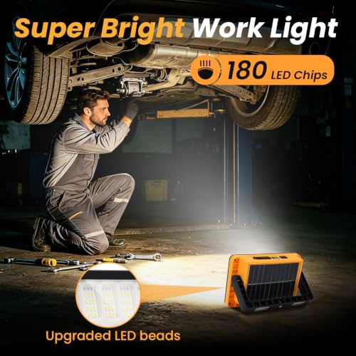 2Pack Solar Rechargeable LED Work Light with Magnetic Stand