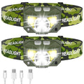 LHKNL Headlamp Flashlight, Lumen Bright Head Lamps LED Rechargeable-Green - color: Green, size: 2 Packs