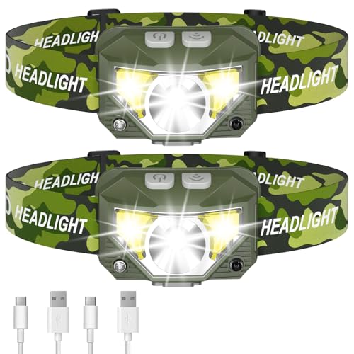 LHKNL Headlamp Flashlight, Lumen Bright Head Lamps LED Rechargeable-Green - color: Green, size: 2 Packs