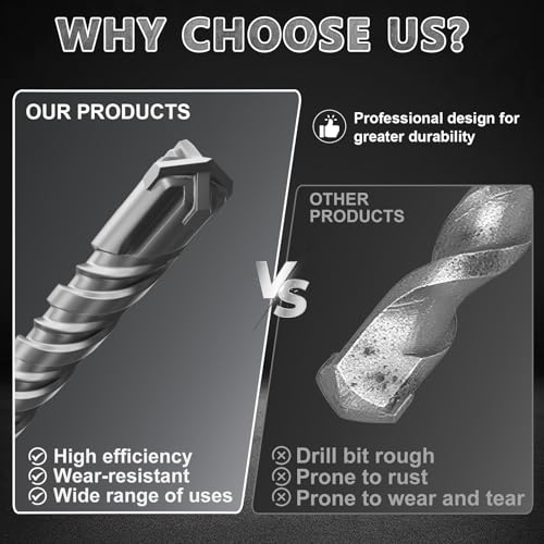 SDS Plus Rotary Hammer Drill Bits, (5/32"*6"-4mm*160mm) -4 Carbide Cutting Edges, Ideal for Masonry| Heavy-Duty Masonry |Hammer Drill Bits for Precision Drilling - size: (4mm*160mm)