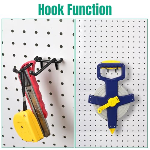 Pegboard Hooks, 10 Pack 4" 6" Dual Arm Peg Board Heavy Duty Hangers (Black) - color: Black
