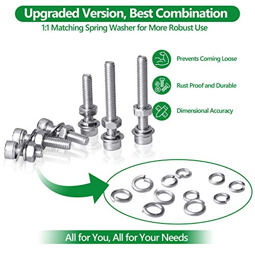 1440 Pcs M2 M3 M4 Hex Socket Head Screws Nuts Washers Kit, SS304 - size: SS M2 M3 M4 1440pcs 3