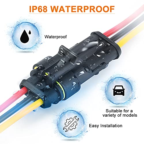 NAOEVO 3 Pin Connector Waterproof, 16 AWG 3 Wire Connectors, 6 Kits (Pack of 2) - size: 3 Pin (Pack of 2)