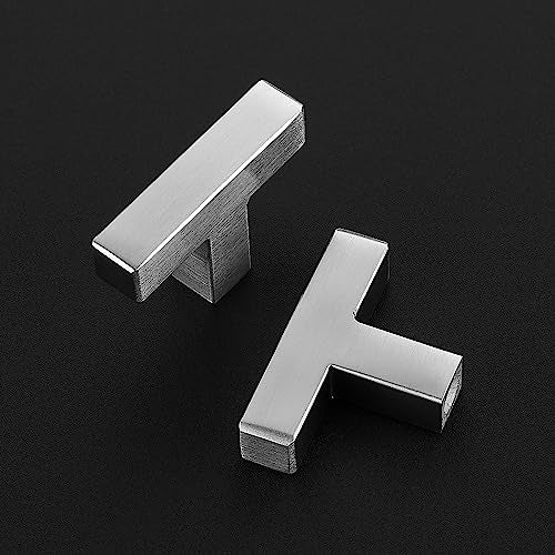 5 Pack Brushed Nickel Cabinet Knobs, 2in Length Square Bar Drawer Pulls | Single Hole Grip, Stainless Steel Build, Kitchen Cabinet Restyle, For Drawers, Dressers, Cupboards, Closet Doors - color: Brushed Nickel, size: 5 Pack, style: Square