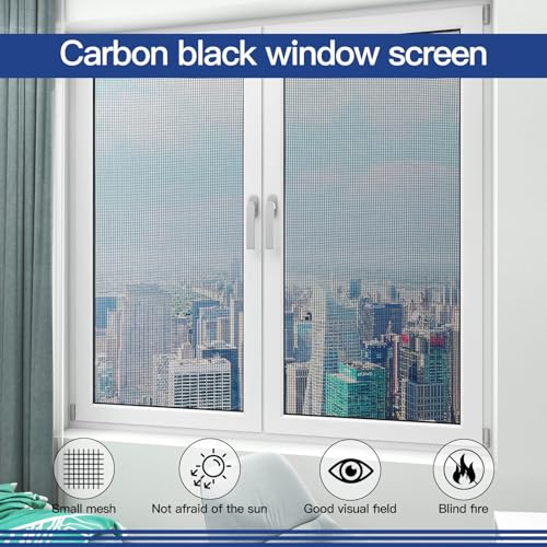 Window Screen Door Repair Kit Include Window Screens Mesh 48"x118" with All Tools in Window Screen Replacement(2pcs Screen Rollers, Screen splines, Hook, Utility Knife and Ruler), Yolovit - size: 48"x118"