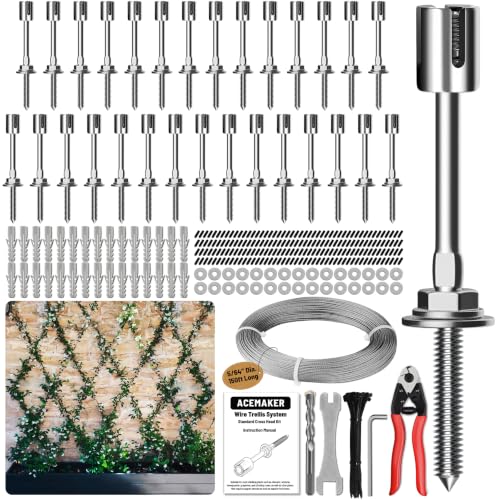 Wire Trellis Kit, 30-Set 5/64” Crosshead with Cutter & 150ft Cable - size: 30 Sets
