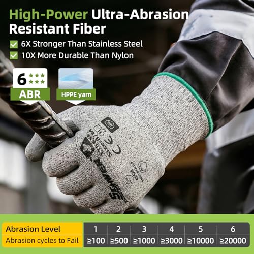 Schwer 6 Pairs A2 Cut Resistant Work Gloves, Ultra Durable, LT5636, M - size: Medium
