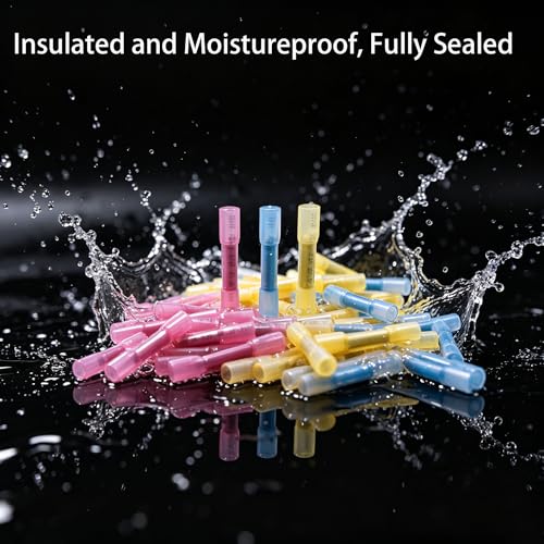 1500 PCS Heat Shrink Butt Connectors,12-10 AWG,16-14 AWG,22-16 AWG Waterproof Electrical Insulated Crimp Wire Splice for Marine,Cable,Wiring,Rapid Connection,Comprehensive Sealed Protection - size: Red 500/Blue 500/Yellow 500 pcs