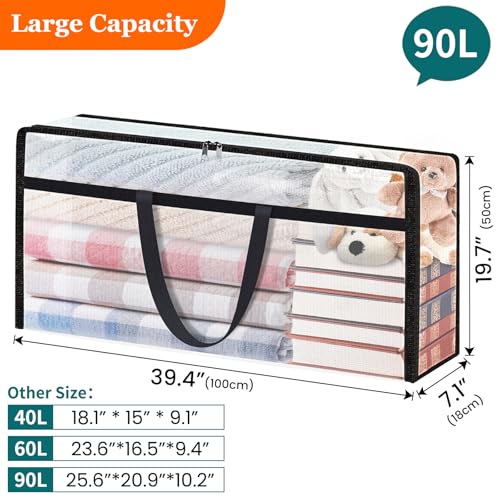 TasticTotes 6 Pack Clear Storage Bags for Comforter, 90L Long - size: 90L(39"*7"*20")