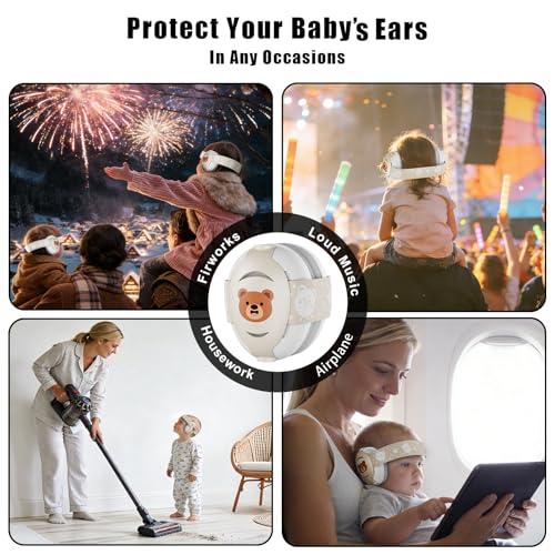 Floriogra Baby Headphones for Noise, Baby Ear Protection for Babies and Toddlers 0-36 Months - Adjustable Babies Noise Cancelling Headphones -Infant Ear Protection Earmuffs Against Hearing Damage - color: Beige
