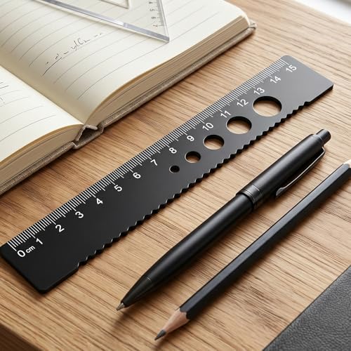 4 Pcs Metal Triangle Ruler Set, Geometry Set with Protractor and Straight Ruler, Metric 6 Inch Drawing Rulers with Storage Box Math Drafting Measuring Tool for Engineers Draftsmen Office Supplies Blac
