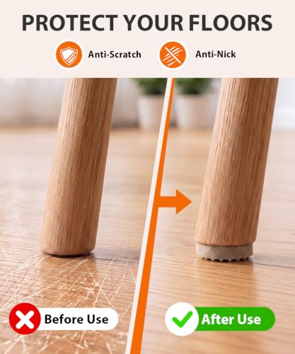 Felt Pads for Chair Legs Bottom with Silicone Dots, Anti-Noise