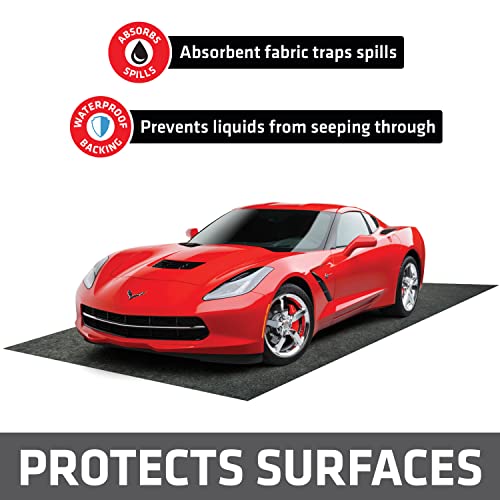 Drymate Garage Floor Mat, (17' x 7'4"), Protects Surfaces, Transforms Garage, Absorbent, Waterproof, Durable (USA Made) (Charcoal) (Includes Double Sided Tape) - size: 7'4" x 17' (Rectangular)