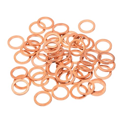 MECCANIXITY 52 Pcs Flat Copper Washers, 7x10x1mm Copper Upgraded Flat Metric Sealing Crush Ring Washers for Hydraulic Fittings Screw Bolt Nut Electronic Repair - size: 7x10x1mm