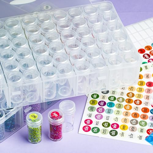 forever young 1-Pack Diamond Art Storage Container, 60-Grid Bead Organizer - size: 1 Pack (60 Jars)
