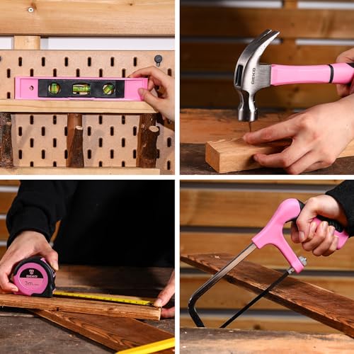 Pink Power Drill Tool Kit Set: 20V Cordless Electric Drill, Driver, Tool Box with Battery - color: Pink