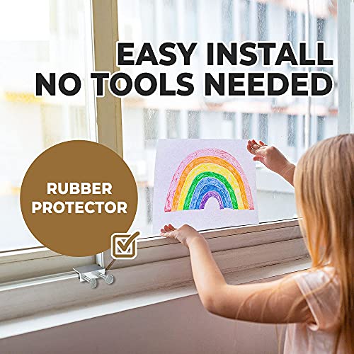 Window Locks, 10 Pack for Vertical and Horizontal Windows, Sliding Window Locks, Adjustable Aluminum Stoppers, No-Drill Install, Fits Tracks up to 3/16" Wide
