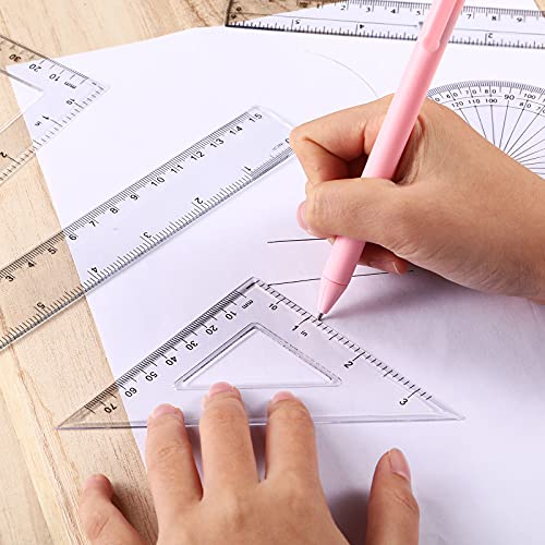 Tenare 6 Pcs Math Geometry Ruler Set, Protractor Triangle School,Clear - color: Clear