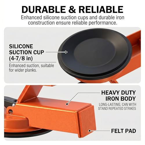 Floor Gap Fixer Tool Kit for Laminate and Vinyl Plank, Heavy Duty Double Suction Cup Floor Gap Closer with Non-Marring Rubber Mallet, Sticky Pads, Seam Knife - Complete DIY Home Flooring Repair Set