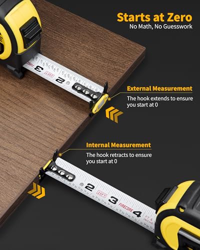 Tape Measure 25 ft with 1/8 Fractions, Magnetic Measuring Tape Retractable