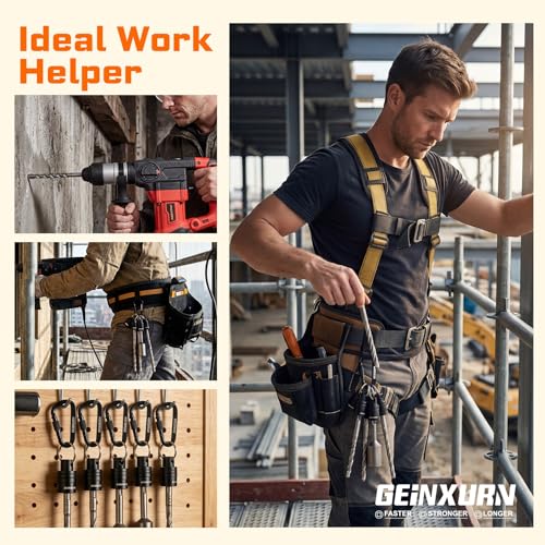 Geinxurn 10Pcs SDS Shank Bit Holder Keychain Set, Heavy Duty Quick Release Drill Bit Storage Organizer with SDS Plus Rotary Hammer Drill Bits Set for Electricians, Construction Worker - size: SDS010-US