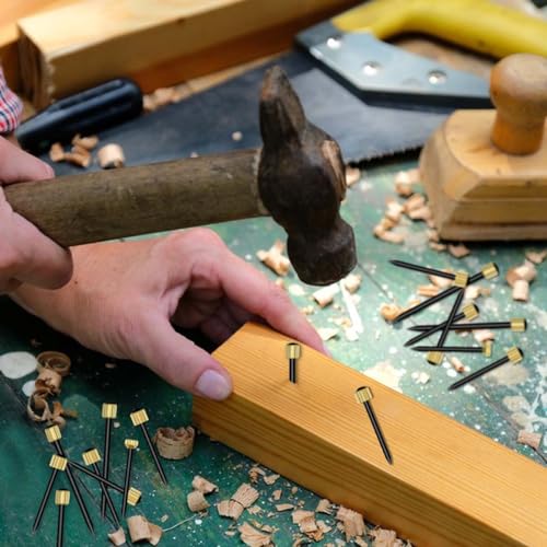 90 Pcs Nails for Hanging Picture Decorative Nail for Hanging Wall Decor Pictures Frame Kit 3 Sizes Picture Hangers Photo Hanger Made of Steel Pin & Brass Head Nails Hardware with Plastic Box (Black)