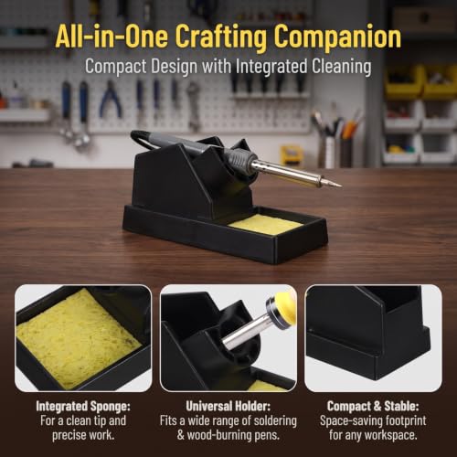 VILLCASE Soldering Stand with Sponge, Aluminum Holder for Wood Burning Pen