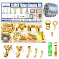 126Pcs Picture Hanging Kit, Picture Hangers Assorted Kit with Heavy Duty Picture Hanging Hooks/Hardware Nails/Sawtooth/Wire/D Rings/Level, Metal Picture Wall Hooks for Frame Canvas Mounting