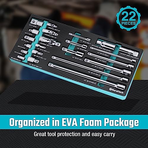 DURATECH 22-Piece Drive Tool Accessory Set with Extension Bars & Adapters