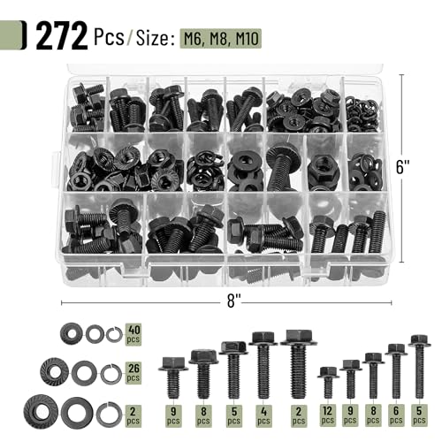 Mr. Pen- Nuts and Bolts Assortment Kit, 272 pcs, Black Carbon Steel