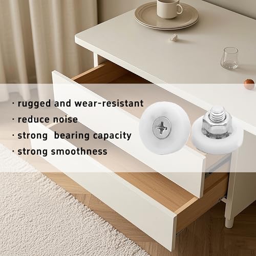 8Pcs 26mm Drawer Rollers, Nylon Drawer Pulley Replacement Wheels with Bearings and Nuts, Small Slide Roller for Cabinet, Sliding Door, Filing Cabinet, Smooth Drawer Positioning Guide - size: 26mm