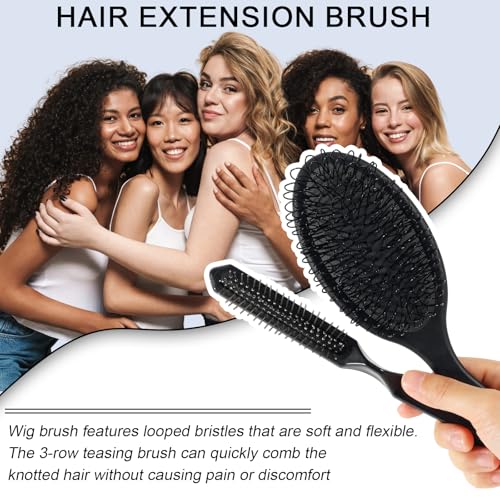 SIMPOR 3PCS Wig Brushes for Synthetic, Wig Brush Comb Set for Human Wigs - color: Black - 3 Pcs