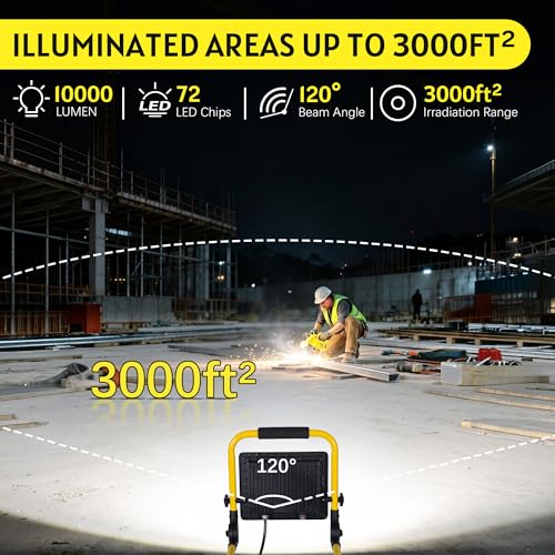 10000LM Portable LED Work Light, IP66 Waterproof for Garage