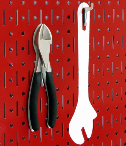 Wall Control 4 ft Metal Pegboard Standard Tool Storage Kit with Red Toolboard and White Accessories - color: Red