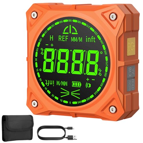 Rechargeable 4-Side Magnetic Digital Angle Finder, 4×90° & 2×180° Electronic Inclinometer Protractor Level Gauge for for Woodwork, Miter Saw, Hanging Frames - size: No laser