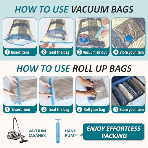 Vacuum Storage Bags with Hand Pump, Vacuum Seal Space Saver Bags,30 Combo - size: Combo
