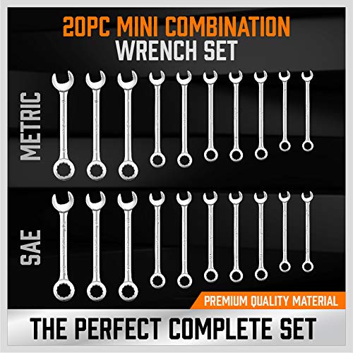 HORUSDY 20-Piece Mini Wrench Set, Small Wrench Set, Metric and SAE Mini Combination Wrench Sets - style: 20-Piece Mini Wrench SetMetric&SAE)