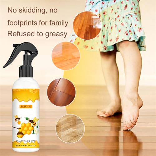 KEHOO Beeswax Wood Polish Spray, 120ml - Beeswax Furniture Polish Spray, Bring a Towel and a Sponge for Wood Multipurpose Wood Wax Restorer for Floors, Cabinets, and Tables（2PCs）