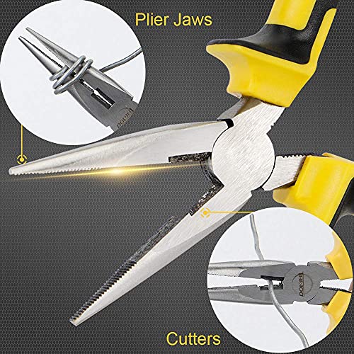 DOWELL 6 Inch Long Needle Nose Pliers, Wire Cutter Heavy Duty | Nickel Chromium Steel Construction Professional Handle - size: 6"Long Nose Pliers